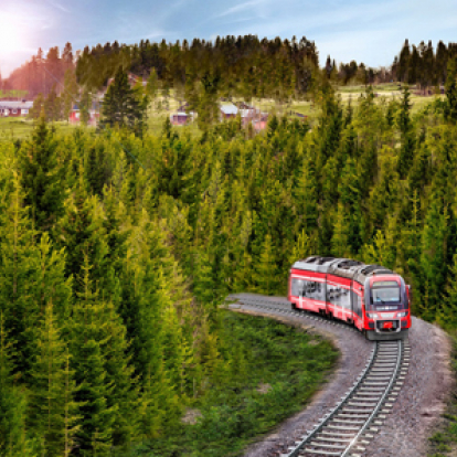 Modern motorvagn på Inlandsbanan
